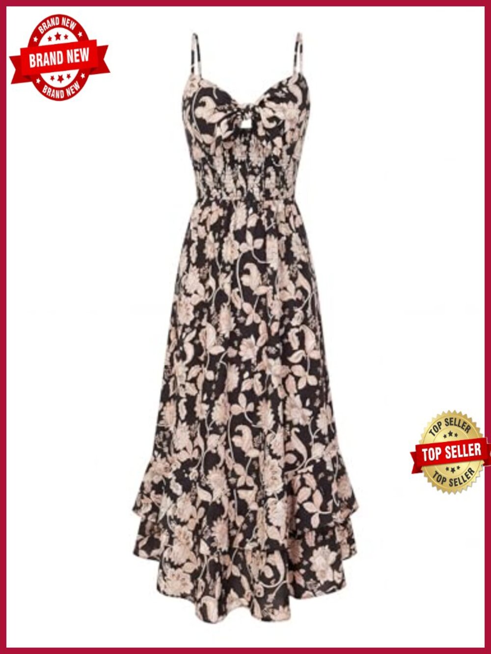Floral Maxi Sundress with Adjustable Straps and Pockets